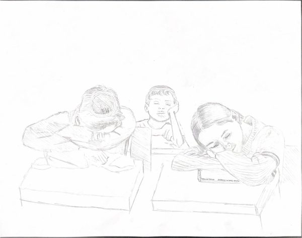Drawing of Students Sleeping